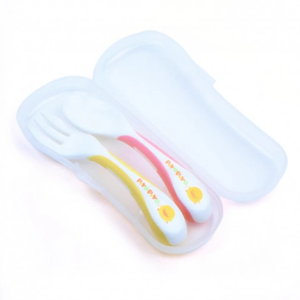 Juego de cuchara y tenedor de entrenamiento Piyo Piyo Step 1 630107P - rosa/amarillo Foto 2 de 4