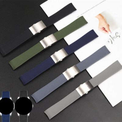 Curved Rubber Silicone Watch Band Mens Luxury Strap 19/21 Fit Longines Conquest