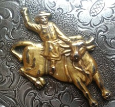 Bull Rider Belt Buckle Silver Flowers Gold Horse Rider Ball Edge