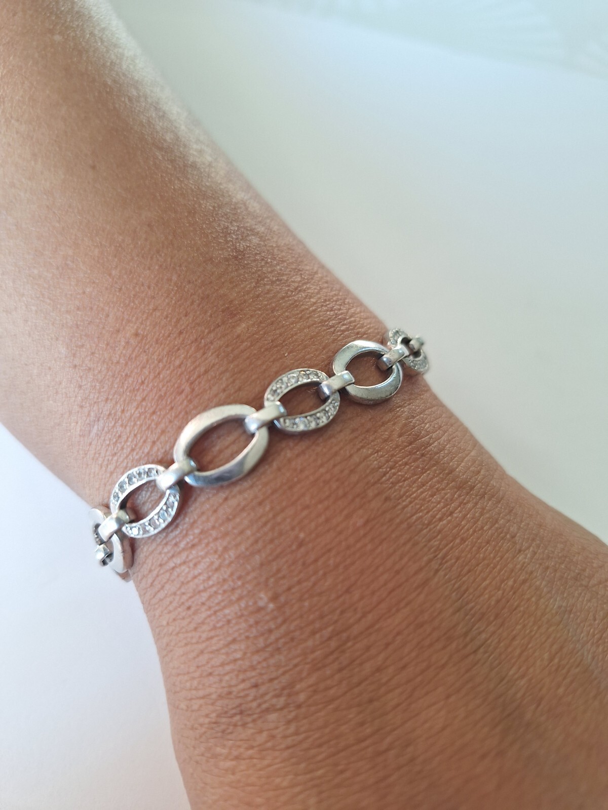 solid silver zirconium bracelet - image 1
