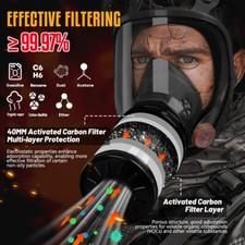 YOUKUKE Atemschutzmaske mit Filter Vollgesichtsmaske Gasmaske Vollmaske