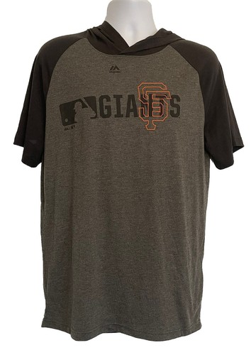 Authentic Collection Majestic SF Giants Gray Black Hooded T-Shirt Size Medium