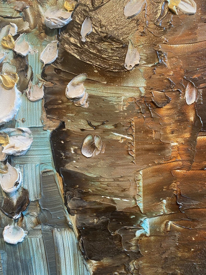 Cuchillo Paleta Ramo Pintura Original Texturizado Flores Blancas Arte 24x24 Susanna Foto 2 de 4