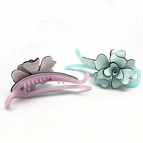Set of 2 Hair Clips in Pink and Blue - Picture 2 of 4