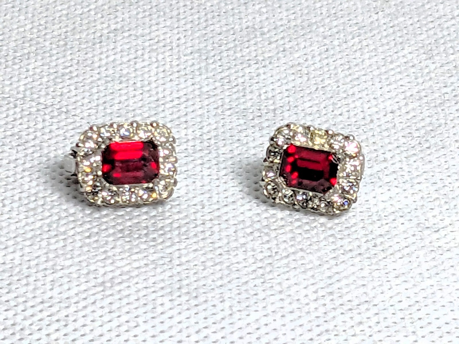 Vintage Bogoff Signed Prong Set Red & Clear Multi… - image 3
