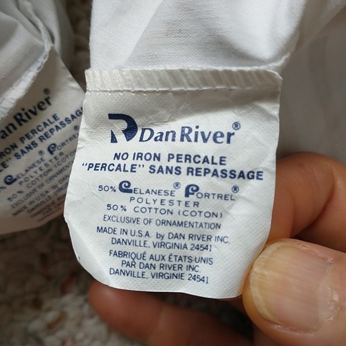 VTG Dan River King Size Pillowcases Cotton White Gray Geometric Set Of 3 - Picture 8 of 9