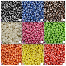 BeadTin White Striped 8mm Round Resin Beads 120pcs - Color choice