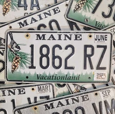 MAINE LICENSE PLATE 🔥FREE📫🔥 1 w/RANDOM LETTERS & #'s CHICKADEE GRAPHIC