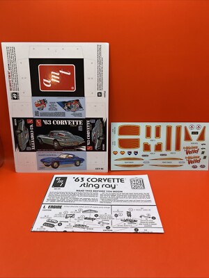 1963 Corvette Stingray AMT Instructions Decals Collector Model Parts 1:25 New L5