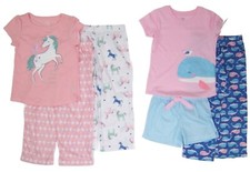 Carter's Little Girls 3 Pc Loose Fit Pajama Set NWT Size 4 Pink Horses or Whales