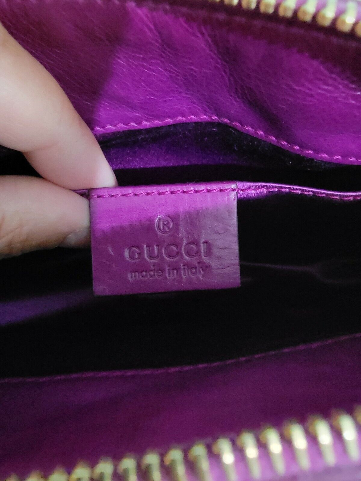 PURPLE, PATENT LEATHER GUCCI HYSTERIA GOLD MEDALL… - image 5