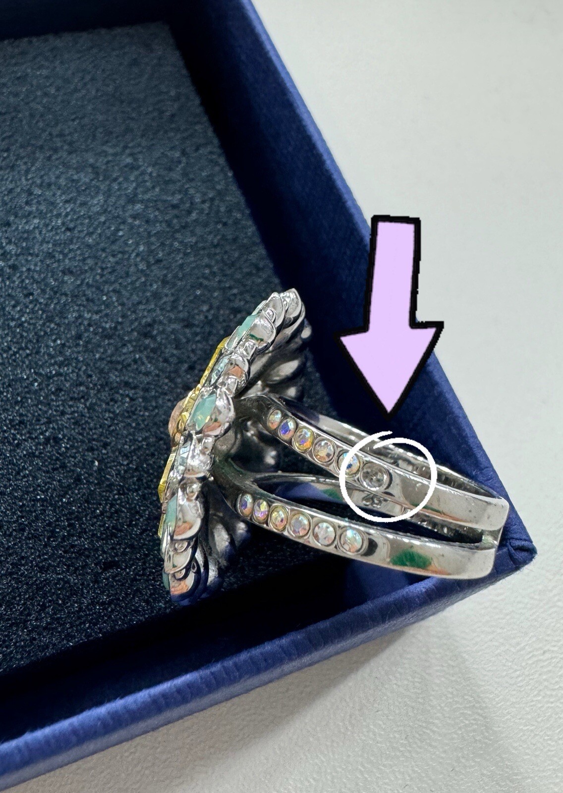 SWAROVSKI ring Round Flower Statement Ring size 5… - image 2