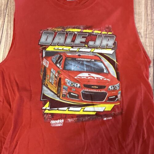 T-shirt vintage Dale Earnhardt Jr tagliata XL senza maniche rossa NASCAR - Foto 2 di 7