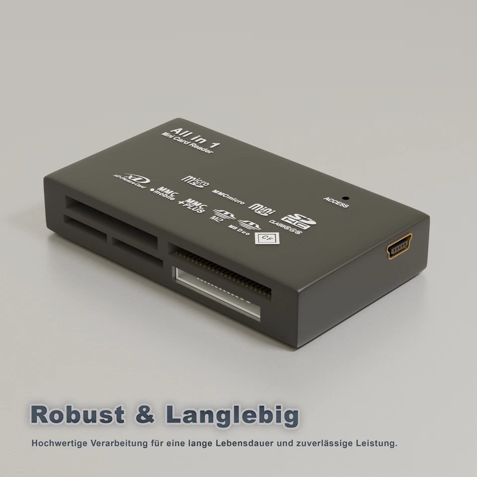 Kartenlesegerät – USB Speicherkartenleser für SD, MicroSD, SDHC, SDXC, CF, XD, M - Bild 3 von 4