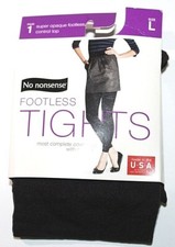 No nonsense Women's Black Super Opaque Footless Tights - Pick Your Size M/L/XL 