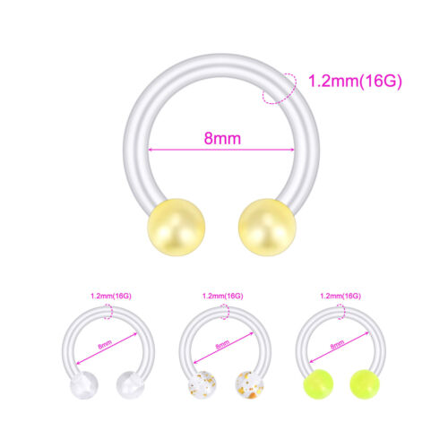 10-120Pcs Acrylic Clear Nose Ring Horseshoe Hoop Lip Eyebrow Studs Retainer 16G - Picture 9 of 12