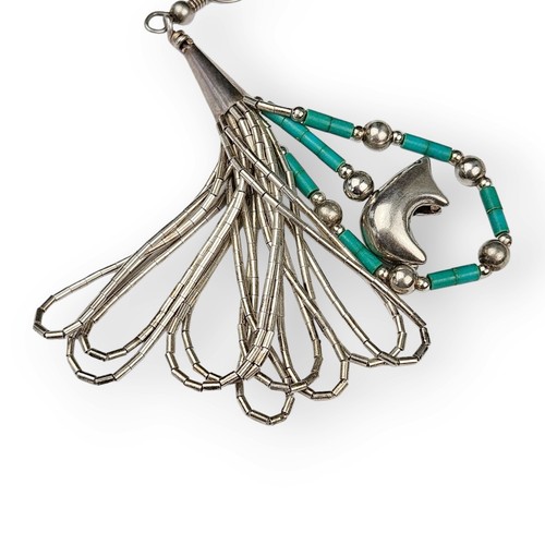 Conjunto de aretes collar turquesa oso plata líquida joyería Carlisle esterlina 925 - Imagen 6 de 13