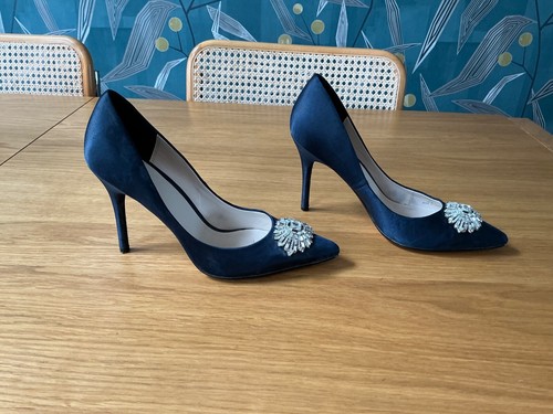 No 1 Jenny Packham Navy Wedding/Mother Of The Bride Heels Size 4 EXCELLENT - Picture 2 of 5