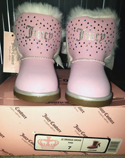 JUICY COUTURE TODDLER NEW NIB PINK SNOW BOOTS SPARKLES GLITTER FUR CUTE MOM  