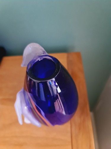 Hand Blown Art Glass Vase Cobalt Blue Signed jo le Gallezigi Spiral Design Rare - Picture 8 of 12
