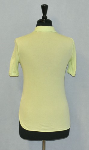 A6 Auth HELMUT LANG Cotton Ribbed Lime Green Embrodered Logo Polo Shirt Size XS - Picture 4 of 8