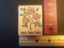 Roses - Rubber Stamp - Wood Mounted