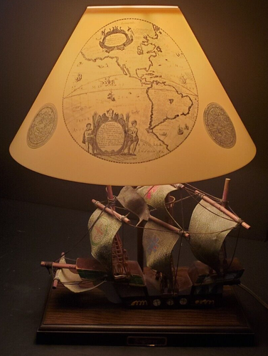 MCM Vintage Gilbert Nautical Pirate Ship "Explorer" Lamp with original shade - Picture 2 of 24