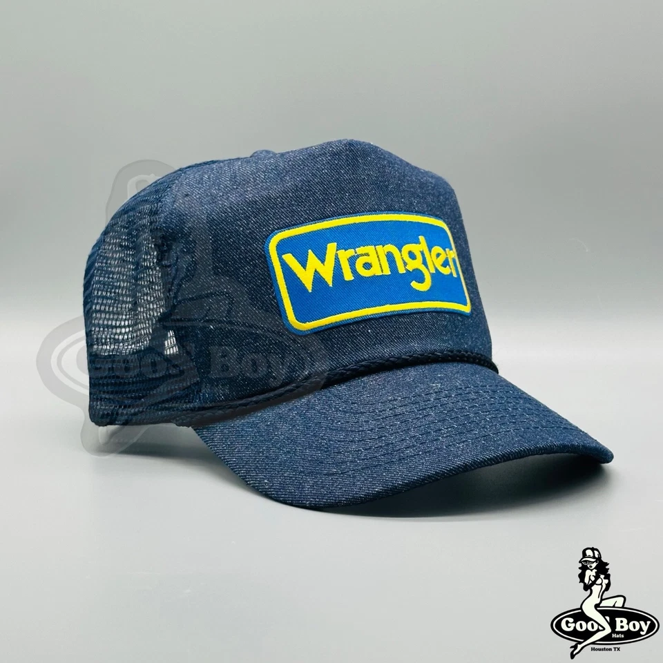 Gorra Wrangler Vintage Retro Denim Camionero Malla Cuerda Snapback Gorra Años 90 Rodeo Foto 3 de 4