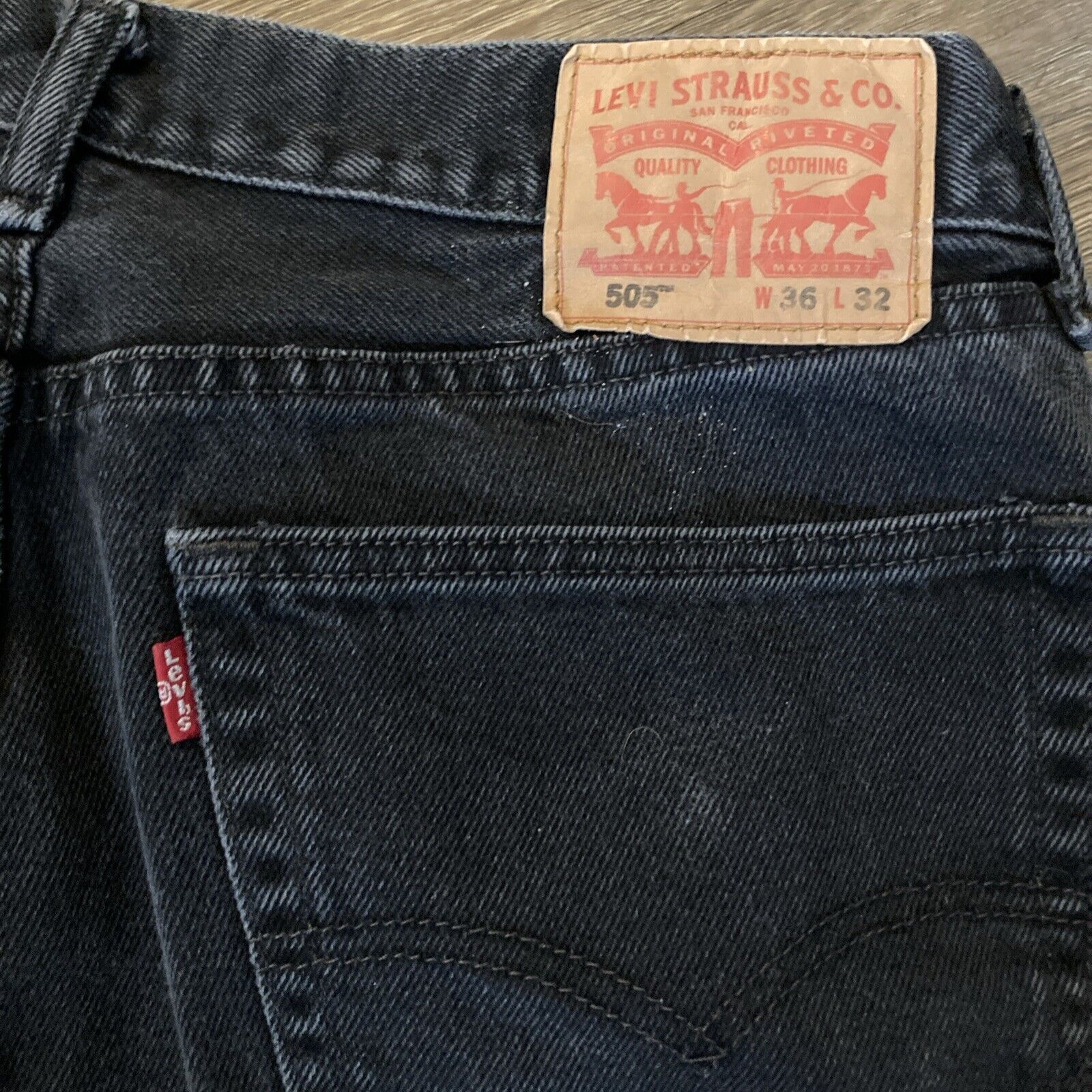 Vintage 2013 Levis 505 36 X 32 Black Denim Jeans … - image 3