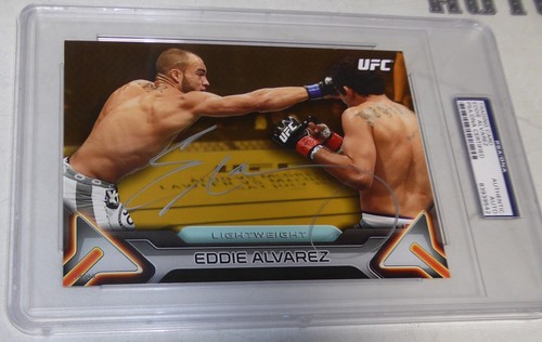 Eddie Alvarez Signed UFC 2016 Topps Knockout 5x7 Gold Card #20 PSA/DNA COA #4/10 - Picture 7 of 12