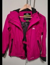 S16 Ladies Pink Tresspass Weatherproof Jacket With Gloves Aprox Uk Size 12 Sizem