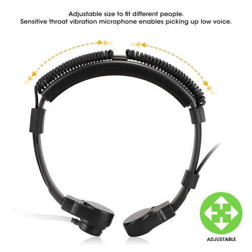 3.5mm Throat Mic Microphone Earphone PTT Adjustable Air Conduit Fo ZTS Fit - Picture 5 of 14