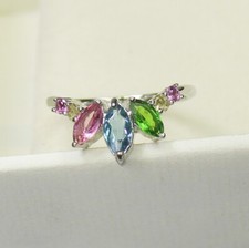 Natural Multi Stones Ring With 925 Sterling Silver in All Sizes Available