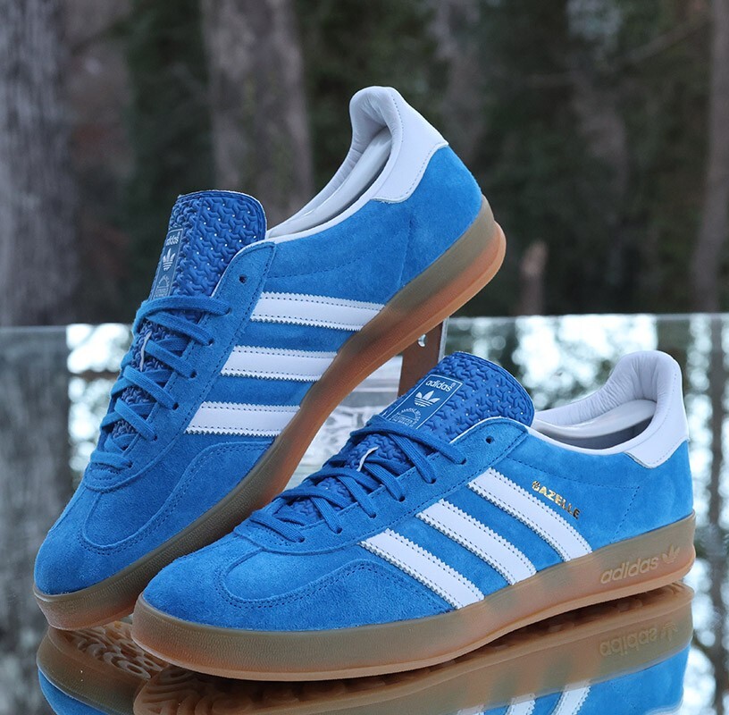 Adidas Gazelle Indoor Blue Bird Gum Men's Size 10 White Adidas Gazelle Indoor Blue Bird Gum Men's Size 10 White