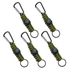 5 PCS Survival Paracord Lanyard Keychain Cord w/Carabiner Outdoor Camping Hiking