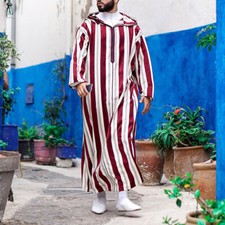 Men Long Sleeve Muslim Clothing Saudi Jubba Arab Kaftan Thobe Long Dress Robe