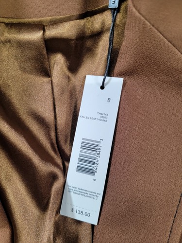 Tahari Tan Blazer Jacket Size 8 Fallen Leaf Vicuna BLack Detail Tailored - Picture 7 of 13