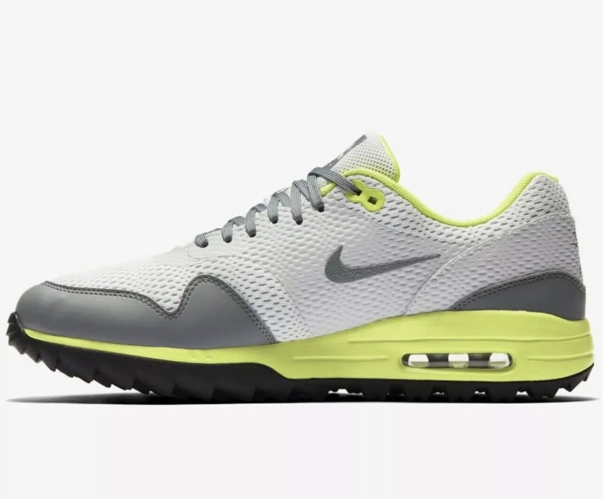 Nike Air Max 1 G Golf Cleat Shoes Men's size 7.5 Lemon Venom Gray