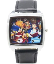 Beauty The Beast Square Genuine Leather Band Wrist Watch