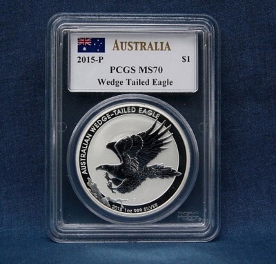 オーストラリア 2015年 $1 ウェッジテイルイーグル PCGS MS70 2015-P AUSTRALIA SILVER WEDGE-TAILED EAGLE MS70 *JOHN