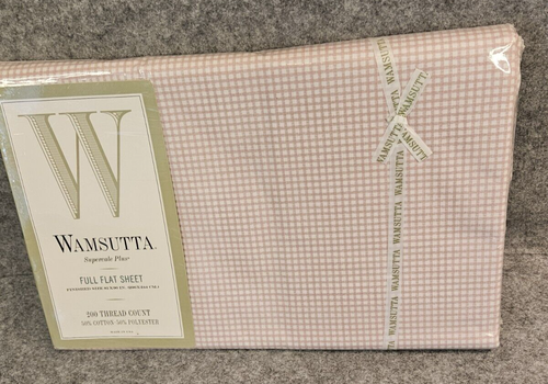 Wamsutta Supercale Plus Full Flat Sheet Pink Gingham Check 81x96 Vintage NEW