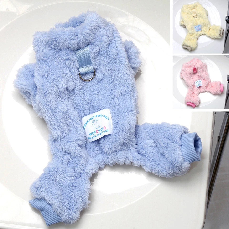 Thick Fleece Dog Pajamas Winter Clothes Warm Puppy Jumpsuit Coat For Small Dogs - Image 2 of 4