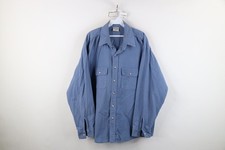 Vtg 90s Five Brother Mens 2XL Faded Heavy Chamois Cloth Button Shirt Blue USA