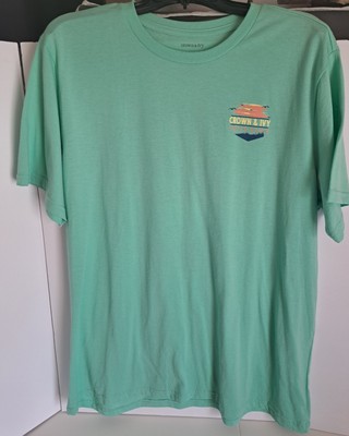 Men's Crown & Ivy Aqua Green Round Neck Outer Banks Short Sleeve T-Shirt Size XL