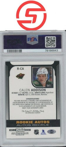 2021-22 O-Pee-Chee Platinum Rookie Autographs Calen Addison PSA 9 #R-CA - Bild 2 von 2