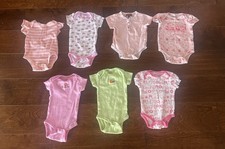 Baby Girl One Piece Bodysuit Size 3 -9 Months Group Of 7