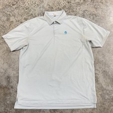 Peter Millar Polo Shirt Mens 2XL Light Blue Stripe Summer Comfort Golf Logo