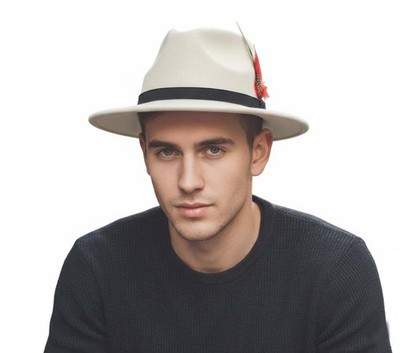Herren Trilby Fedora Hut mit Feder verstellbarem Band Cowboy klassischer Stil