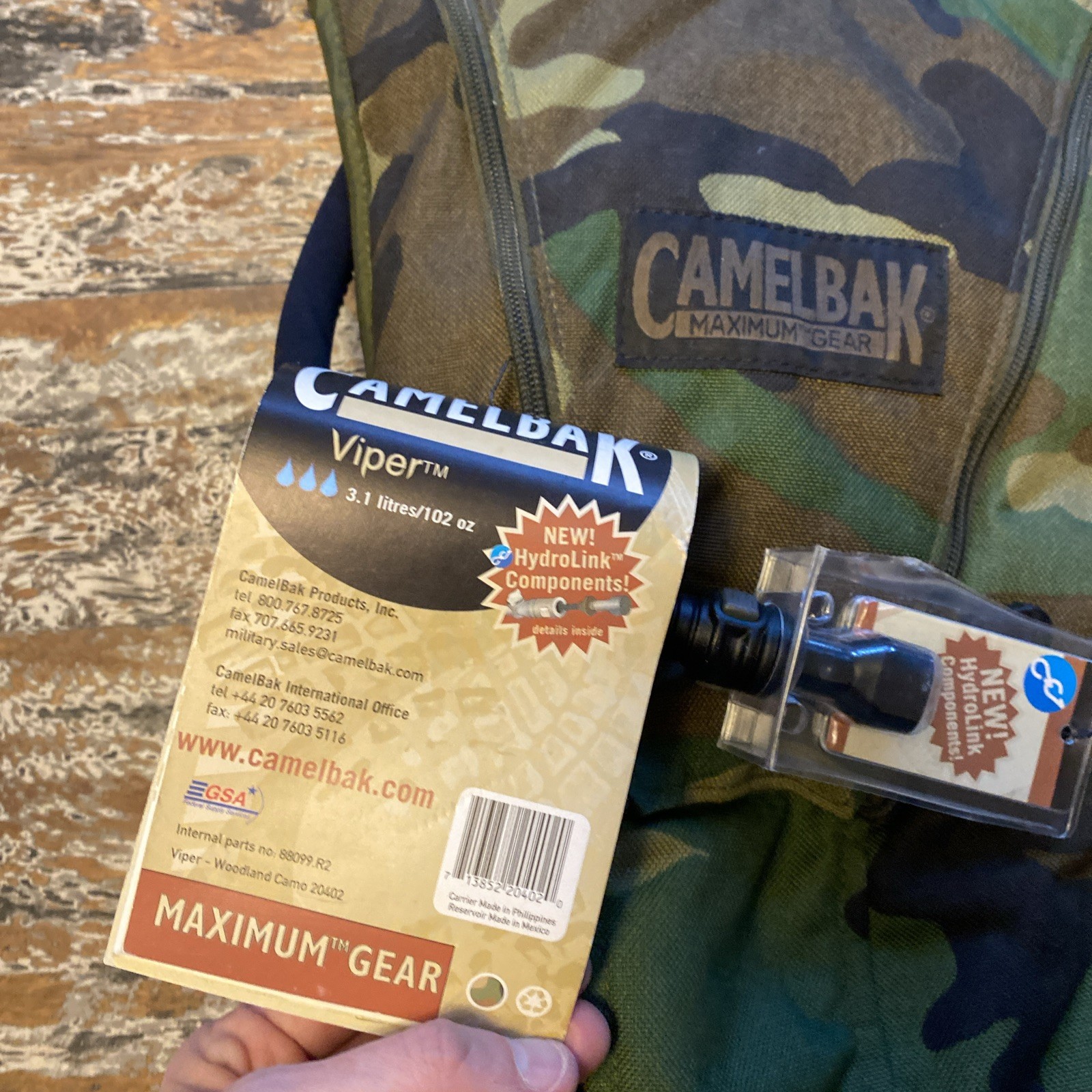 Camelbak Maximum Gear Viper Camo Cordura Hydration Pack 3.1 L Reservoir New