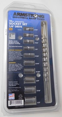 Armstrong 15-249A 10 Piece Fractional 1/4'' Drive 6 Point Socket Set USA